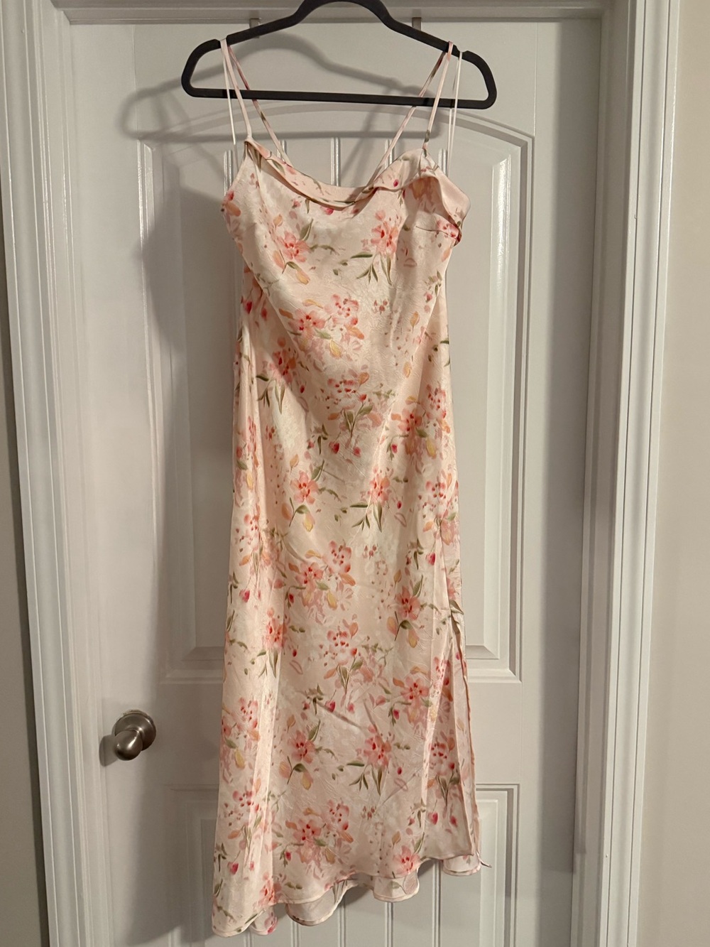 Astr Floral Slip Midi Dress in Blush and Pink